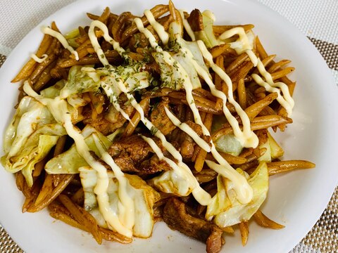 焼きそばみたいな☆ソース焼きパスタ